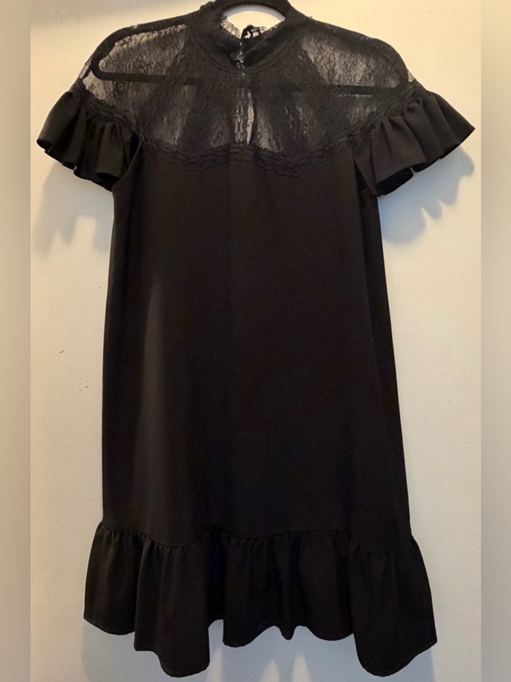 Tahari Black Lace Yoke Mini Dress
